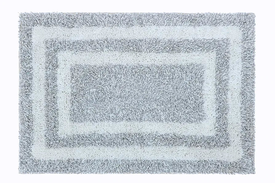 THE HOME TALK Cotton Morocco Door mat | Water Absorbent Runners | Designer Bath Mats | Floor Mats for Kitchen, Bathroom | Non-Slip | 44 x 64cm | Natural and Grey